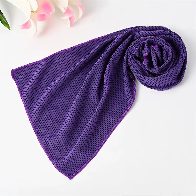 Portable Ice Silk Towel Sports Instant Cooling Ice Towel Outdoor Travel Fitness Running Swim Towel Silicone Bag