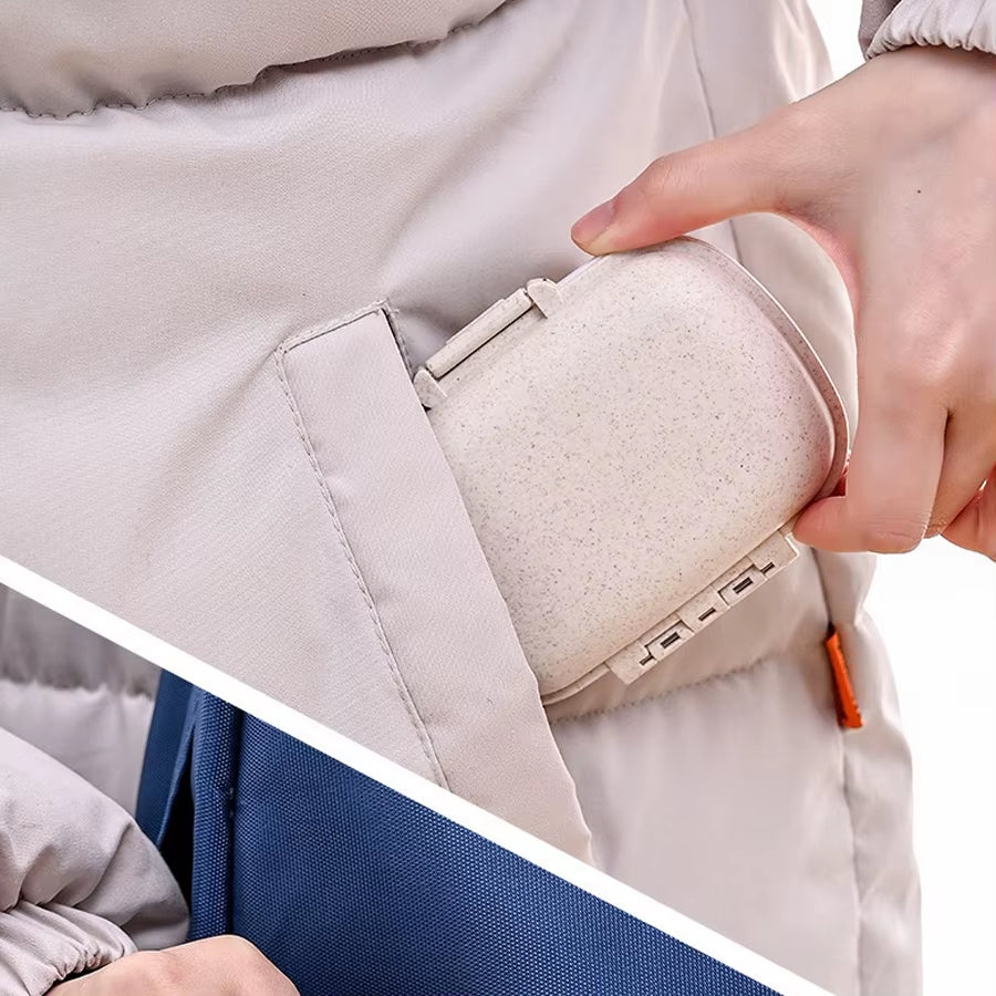 8 Grids Organizer Container for Tablets Travel Pill Box with Seal Ring Small Box for Tablets Wheat Straw Container for Medicines