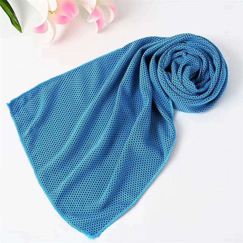 Portable Ice Silk Towel Sports Instant Cooling Ice Towel Outdoor Travel Fitness Running Swim Towel Silicone Bag