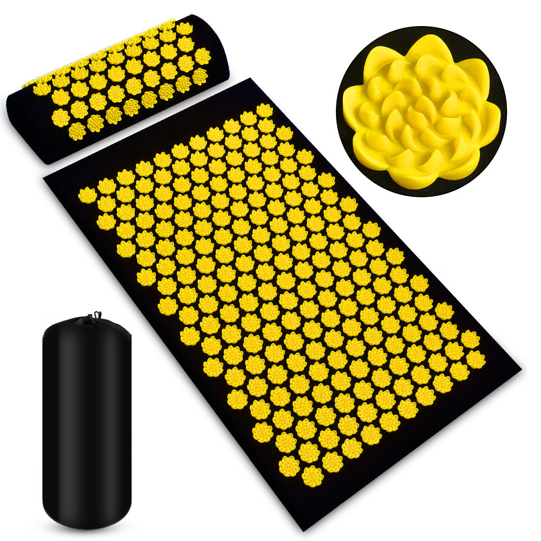 Acupressure Massage Mat with Needles Set Back Massager for Neck Foot Kuznetsov'S Applicator Massage Pad Yoga Mat with Pillow