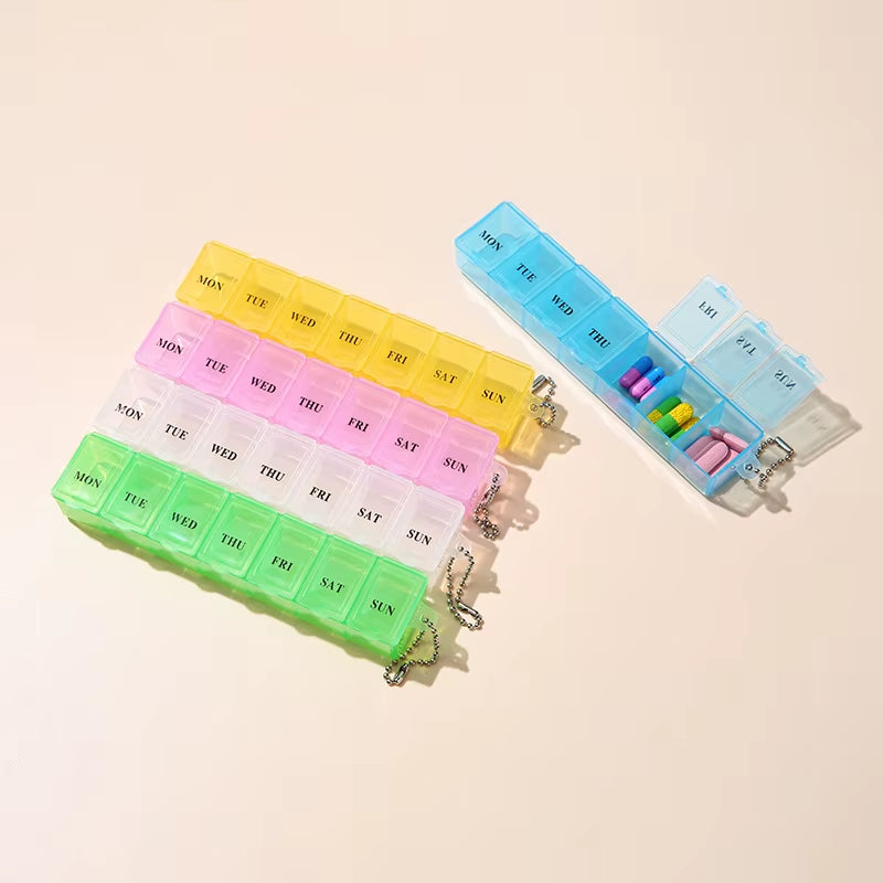1Pcs New Weekly Mini Pill Medicine Box 5 Colors Tablet Holder Storage Organizer Container 7 Grids Independent Lattice Hot