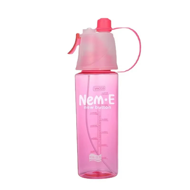 600ML Sports Water Bottle Drinking Spray Fog Water Bottle Male and Female Plastic Water Bottle for Cycling Hiking Outdoor Gym