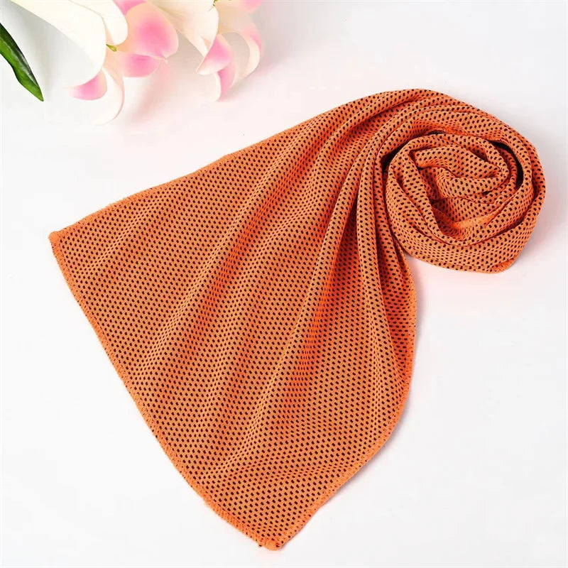 Portable Ice Silk Towel Sports Instant Cooling Ice Towel Outdoor Travel Fitness Running Swim Towel Silicone Bag