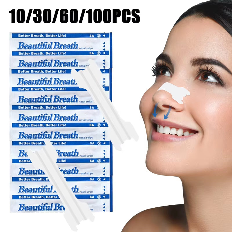 10/30/60/100Pcs Breath Nose Patch Extra Strength 2 PE Supports Nasal Strips for Better Sleeping Transparent anti Snoring Patches
