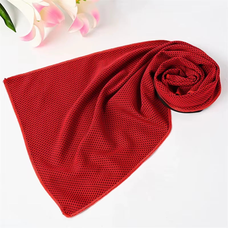 Portable Ice Silk Towel Sports Instant Cooling Ice Towel Outdoor Travel Fitness Running Swim Towel Silicone Bag