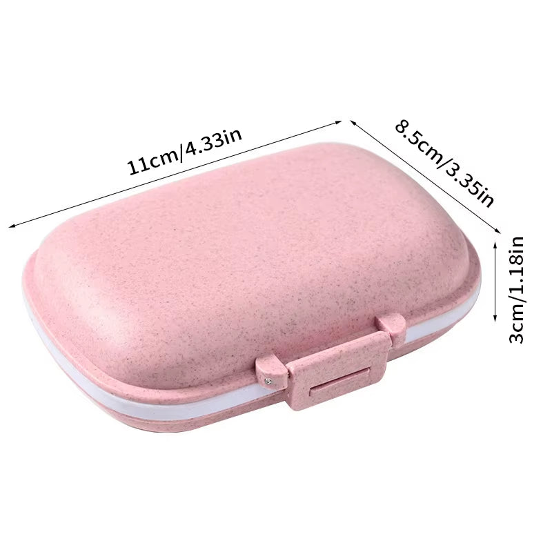 8 Grids Organizer Container for Tablets Travel Pill Box with Seal Ring Small Box for Tablets Wheat Straw Container for Medicines