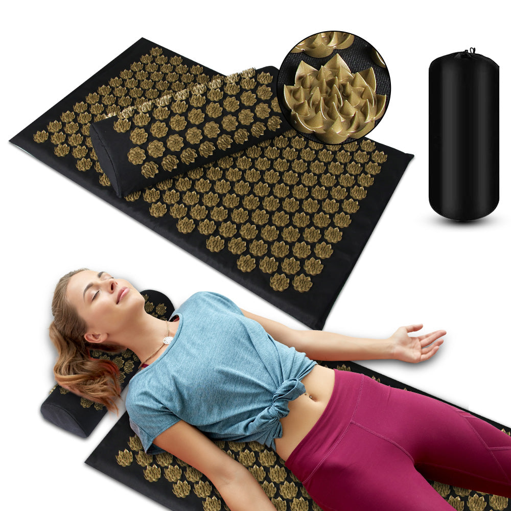Acupressure Massage Mat with Needles Set Back Massager for Neck Foot Kuznetsov'S Applicator Massage Pad Yoga Mat with Pillow