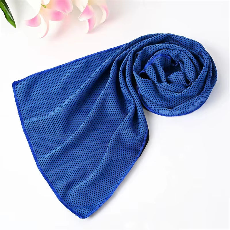 Portable Ice Silk Towel Sports Instant Cooling Ice Towel Outdoor Travel Fitness Running Swim Towel Silicone Bag