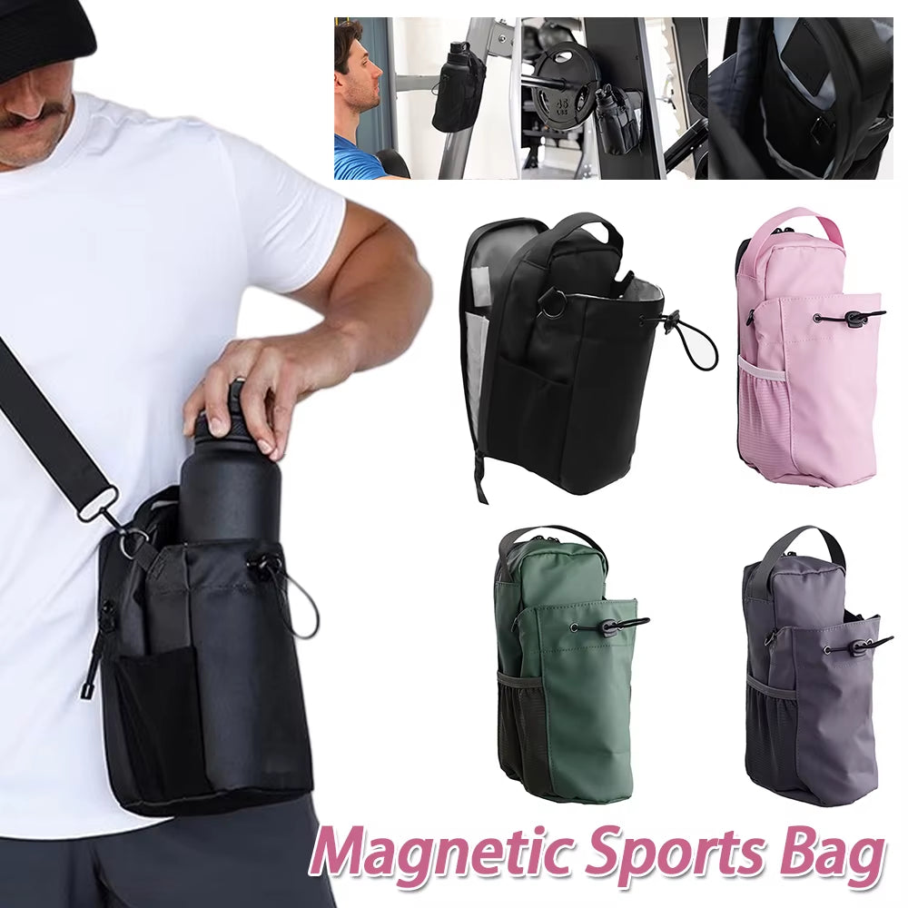 Magnet Water Bottle Pouch Large Capacity Phone Holder Crossbody Bag Fitness Water Cup Bag for Outdoor Sports and Activities