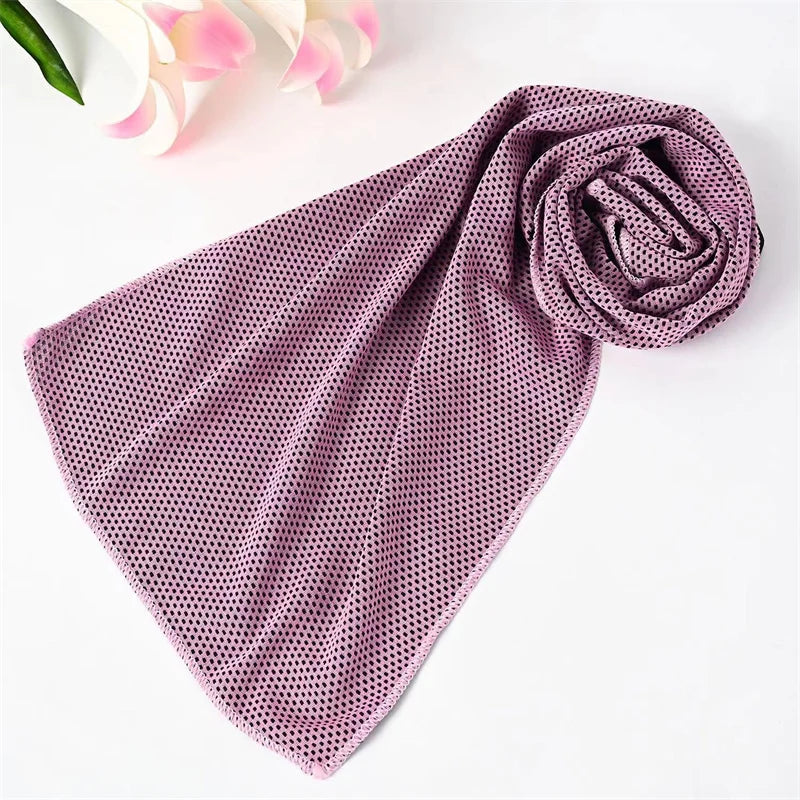 Portable Ice Silk Towel Sports Instant Cooling Ice Towel Outdoor Travel Fitness Running Swim Towel Silicone Bag
