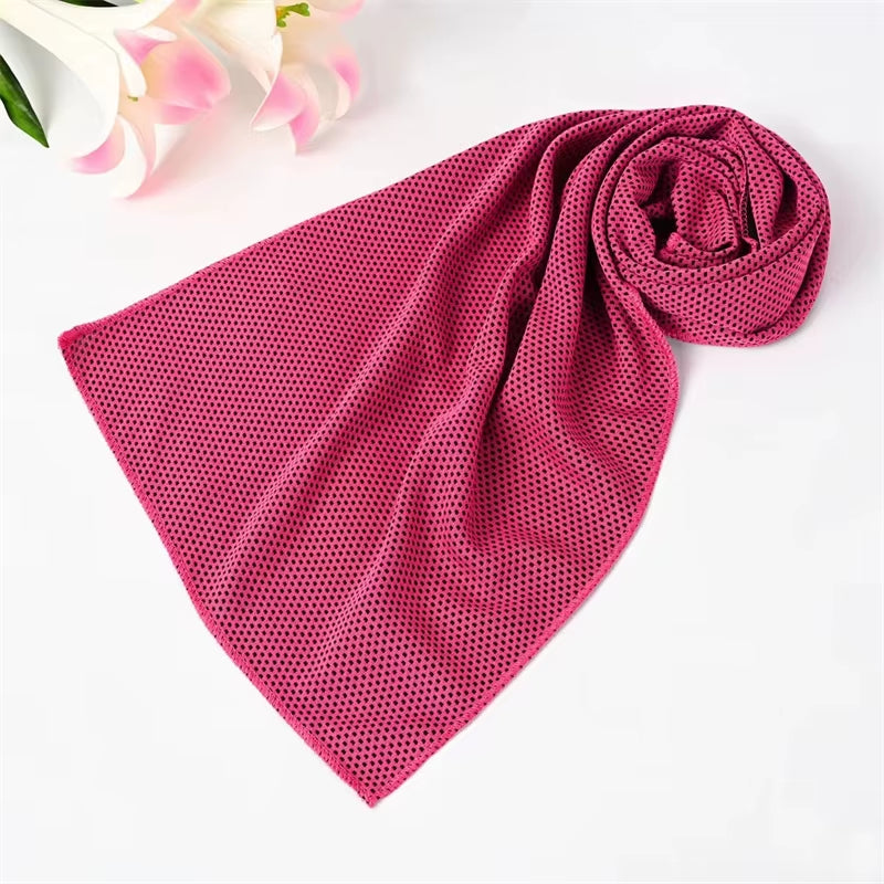 Portable Ice Silk Towel Sports Instant Cooling Ice Towel Outdoor Travel Fitness Running Swim Towel Silicone Bag