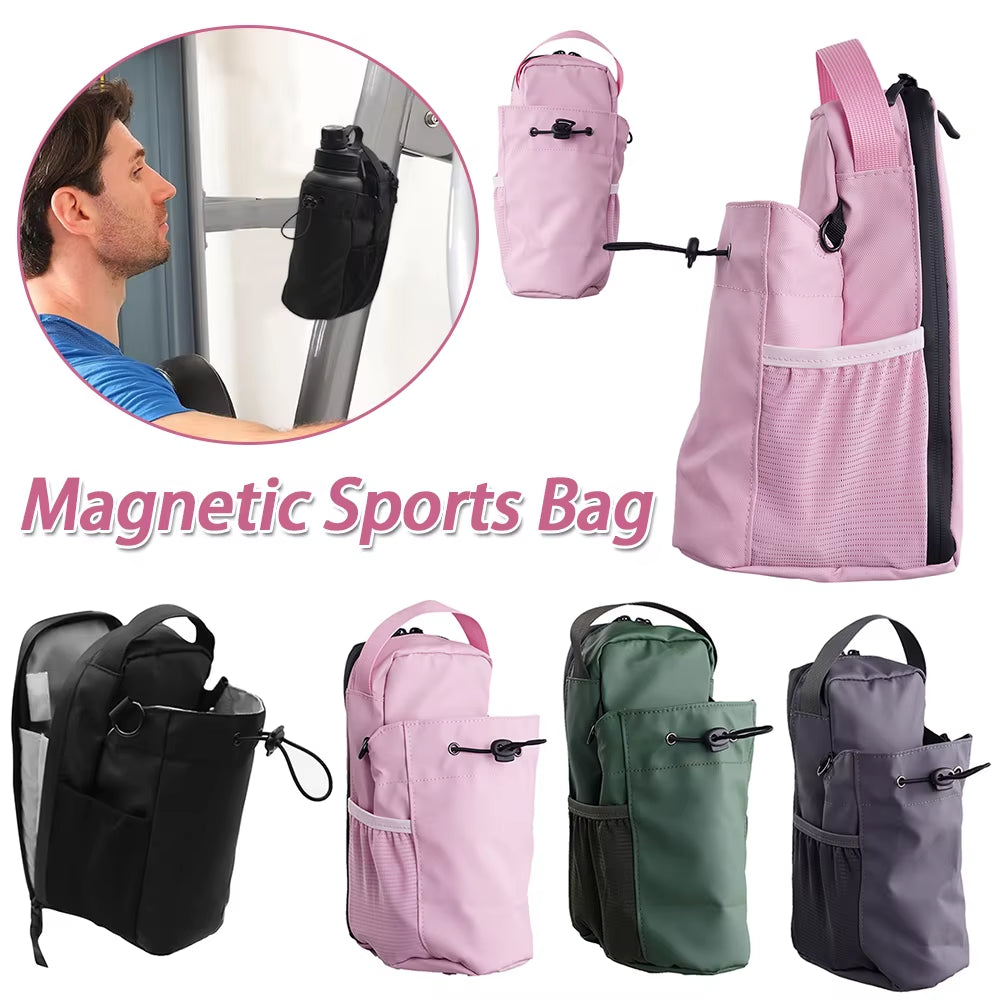 Magnet Water Bottle Pouch Large Capacity Phone Holder Crossbody Bag Fitness Water Cup Bag for Outdoor Sports and Activities