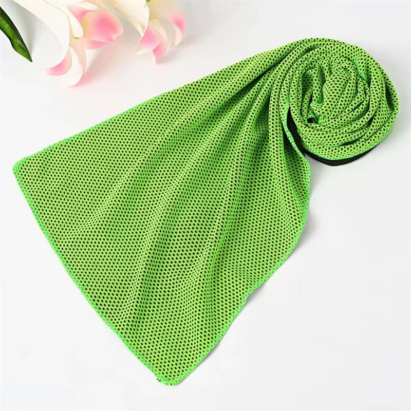 Portable Ice Silk Towel Sports Instant Cooling Ice Towel Outdoor Travel Fitness Running Swim Towel Silicone Bag