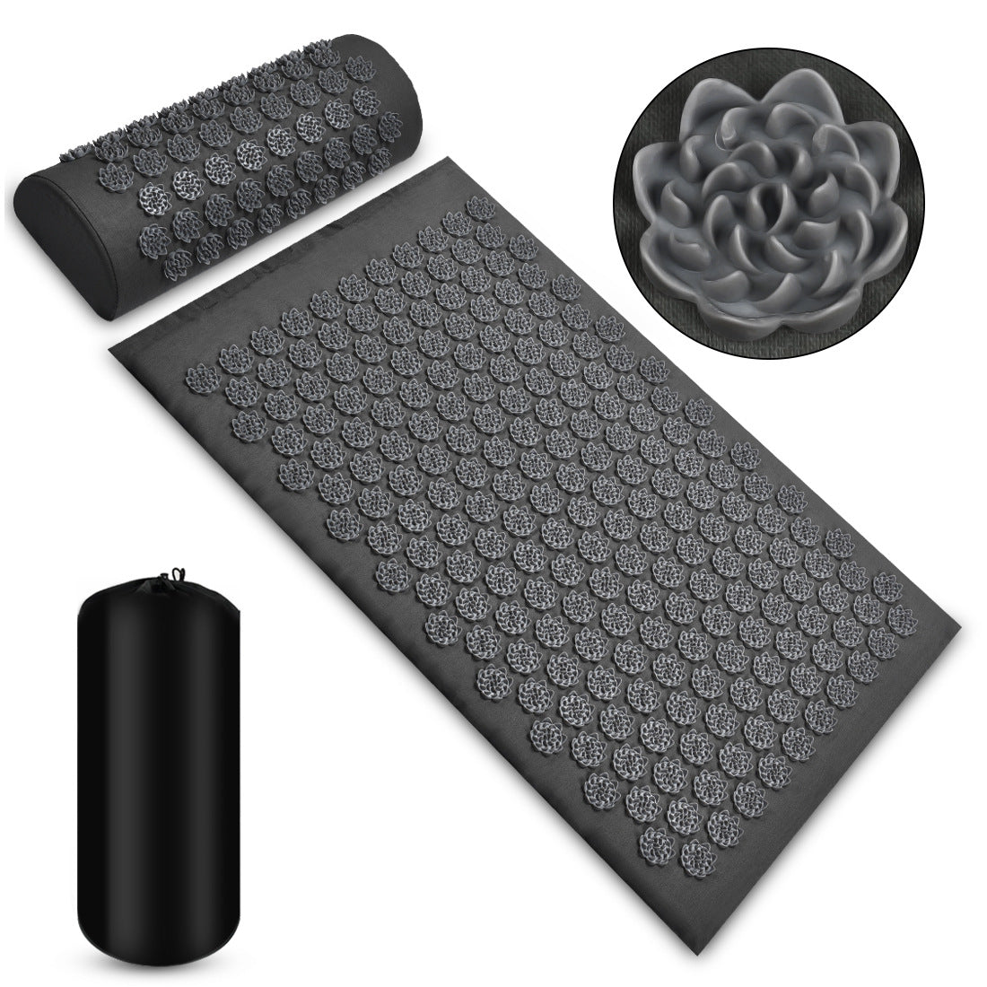 Acupressure Massage Mat with Needles Set Back Massager for Neck Foot Kuznetsov'S Applicator Massage Pad Yoga Mat with Pillow