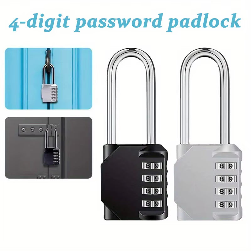 Combination Padlock Outdoor 4 Digit Long Shackle Waterproof Password Padlock Pad Lock for School Locker Gym Locker Fence Gate