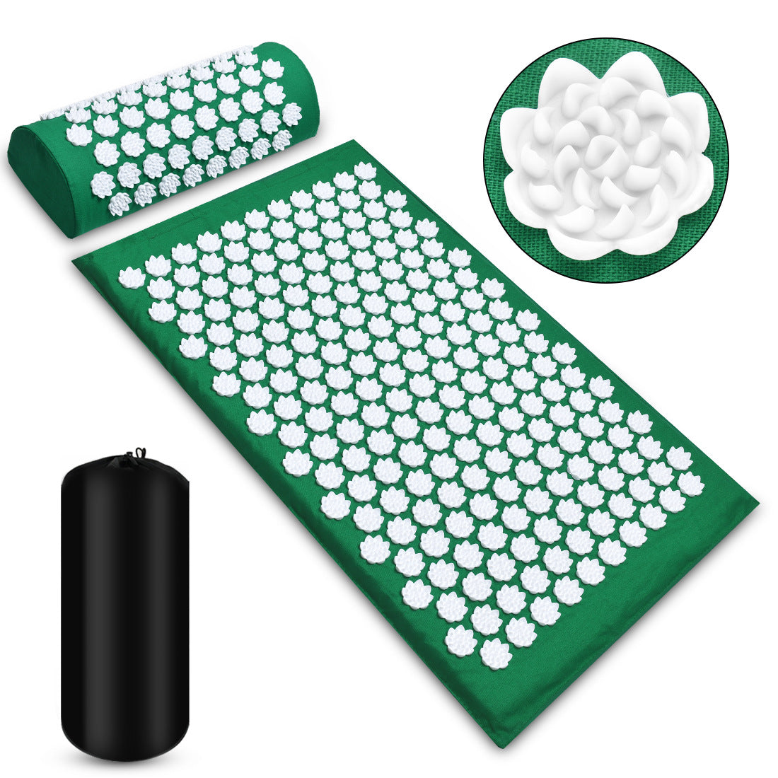 Acupressure Massage Mat with Needles Set Back Massager for Neck Foot Kuznetsov'S Applicator Massage Pad Yoga Mat with Pillow